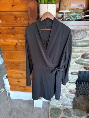 Frank And Oak Black Long Sleeve Belted Wrap Mini Dress - Women’s Size XL